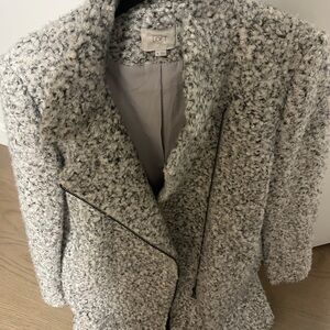 LOFT Women's Cream and Gray Teddy Jacket